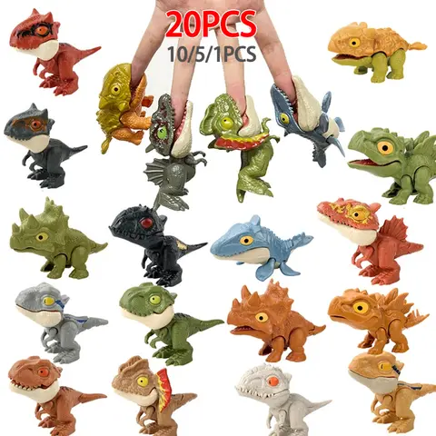 20-1 pièces doigt dinosaure délicat tyrannosaure doigt-morsure dinosaures articulations mobiles main poupée accessoire Dino jouets pour enfants cadeaux