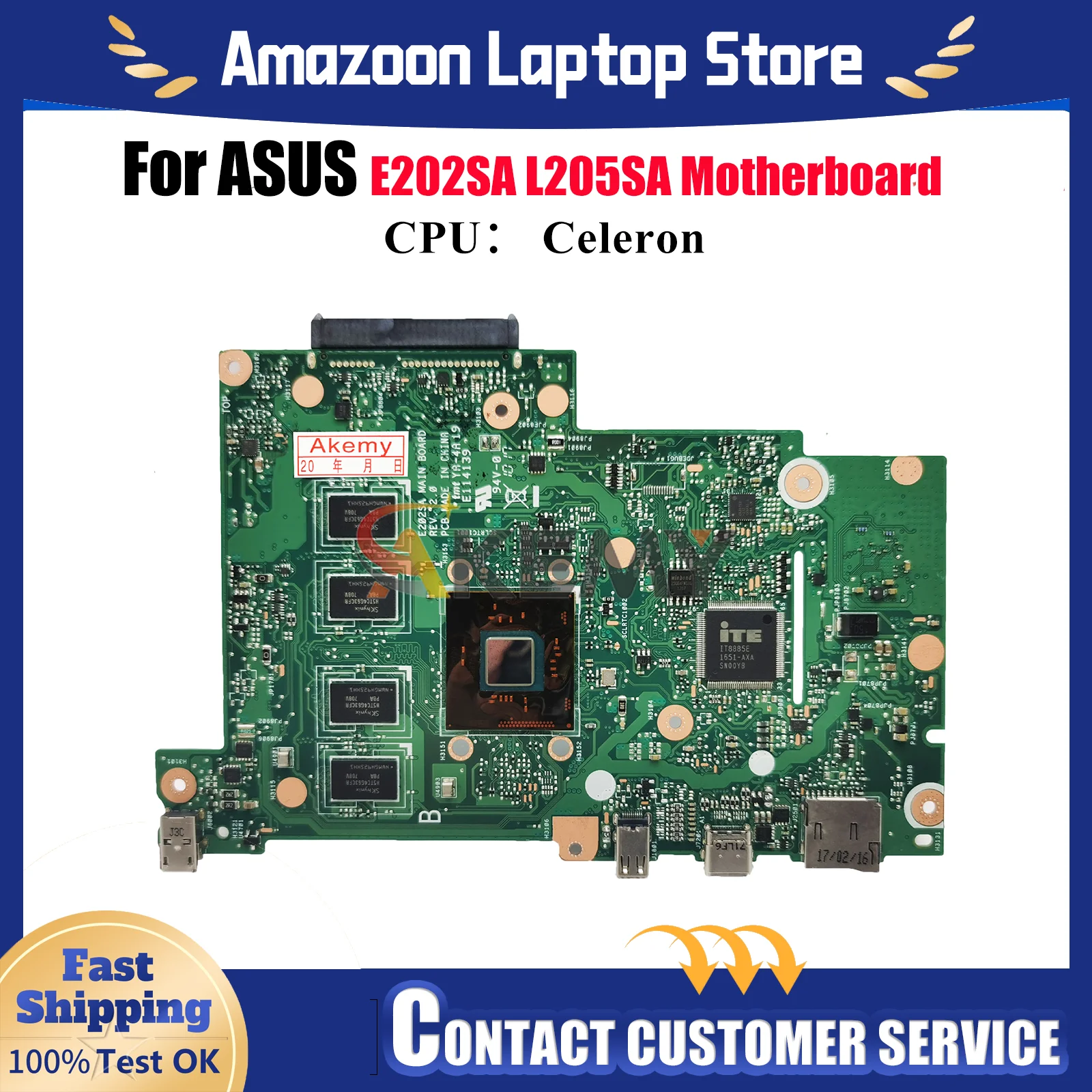 

E202SA Материнская плата для ноутбука ASUS EeeBook E202SA E202S Материнская плата для ноутбука с процессором Celeron 100% тестирование ОК быстрая доставка stk