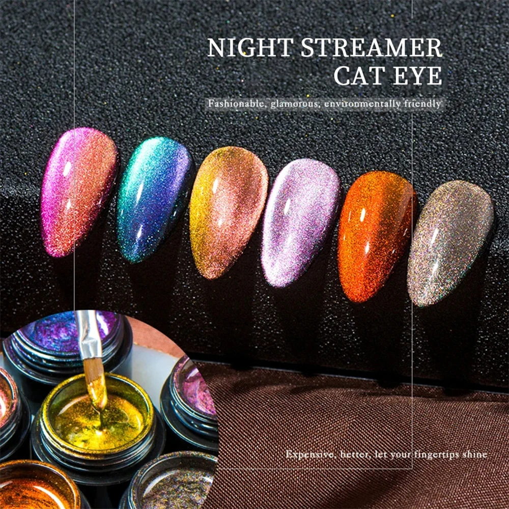 1pc 6 Farben Cat Eye Gel Nagellack Magnet UV LED Gel Lack semi permanenten Kristall Katzenauge Gel Lack 7ml einweichen