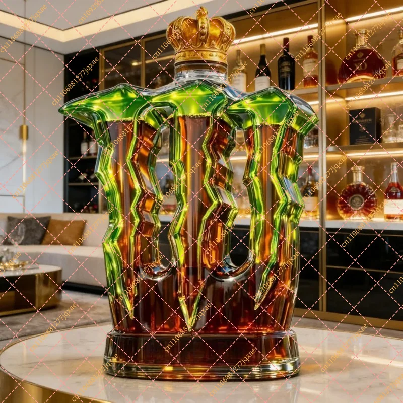 Creative Crown Top Glass Bottle with Monster Claw Legs Novelty Whiskey Decanter Alcohol Container Bar Decor Gift