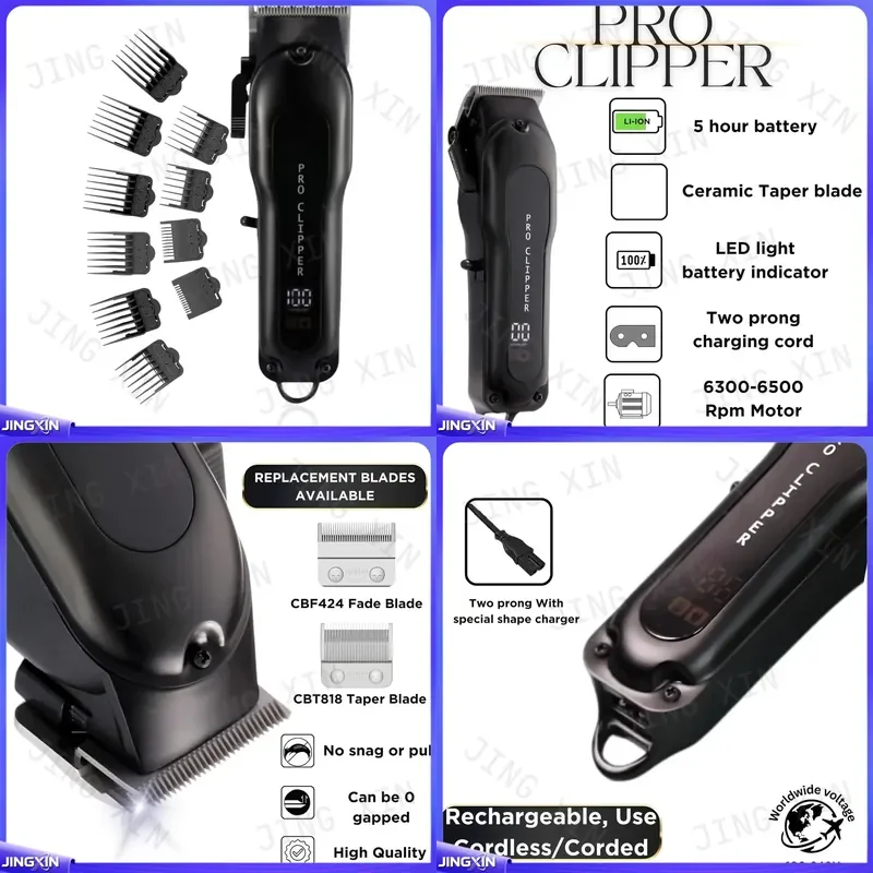 custom for Professional 3 in 1 Rechargeable Electric Hair Clipper Beard Trimmer Shaver Set with LCD Display Men Grooming Kit