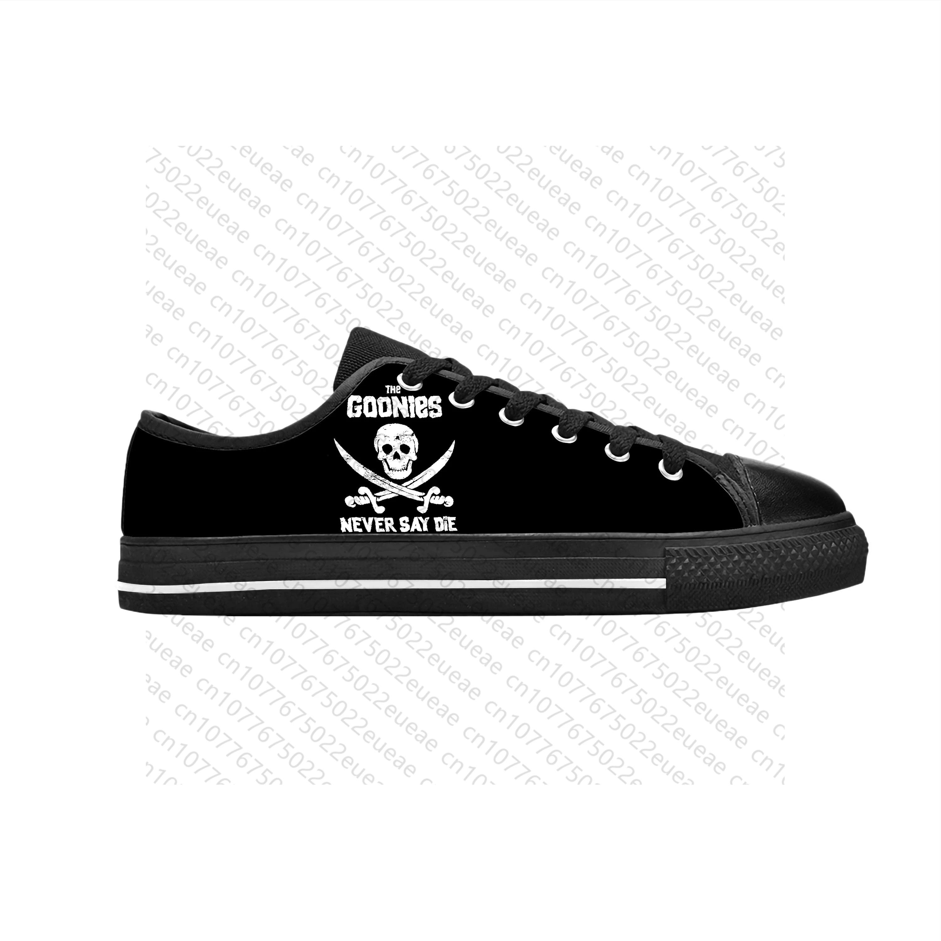 Goonies Never Say Die Skull Skeleton Pirate Gothic Casual Cloth Shoes Low Top Comfortable Breathable 3D Print Men Women Sneakers