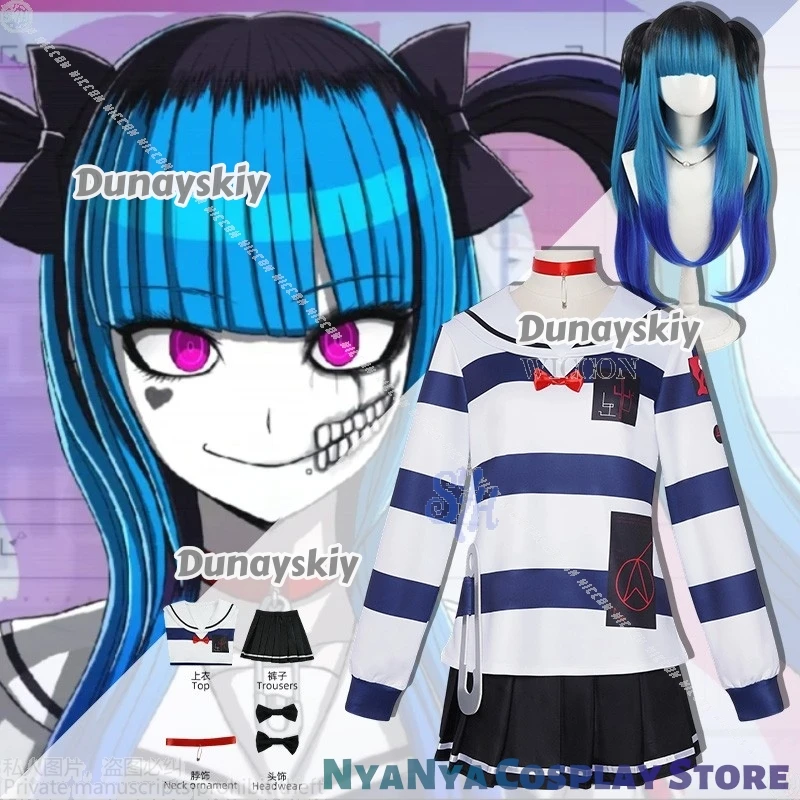 

Jirai Kei Girls Amemiya Darumi Cosplay Anime Game Hundred Cos Line コスプレ Striped Shirt Dress Y2K Fashion JK Lolita Halloween