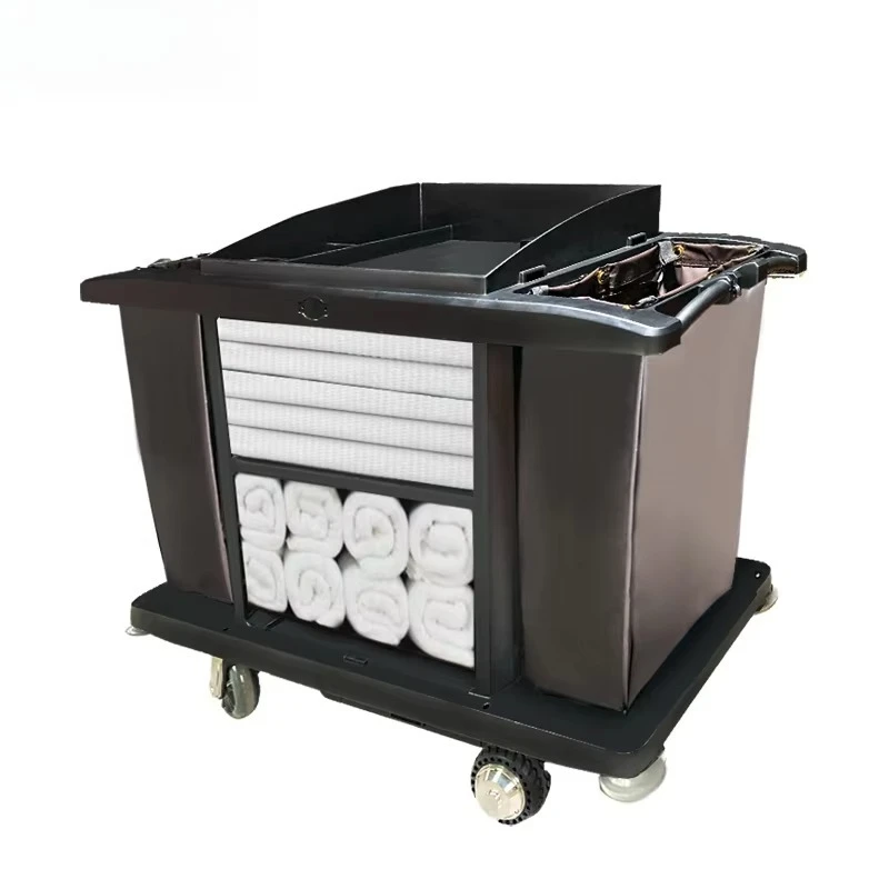 

Electric Power Cleaning Trolley Plastic Janitor Cart for Hotels and Restaurants for Housekeeping and Maid Services