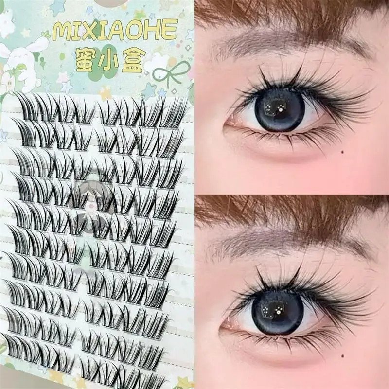 Mixiaohe Fuchs-Stil Wimpern 80 Cluster 48 Cluster Natürliche Einzelwimpern Lang und Geschwungen Comic-Eye 8mm 12mm