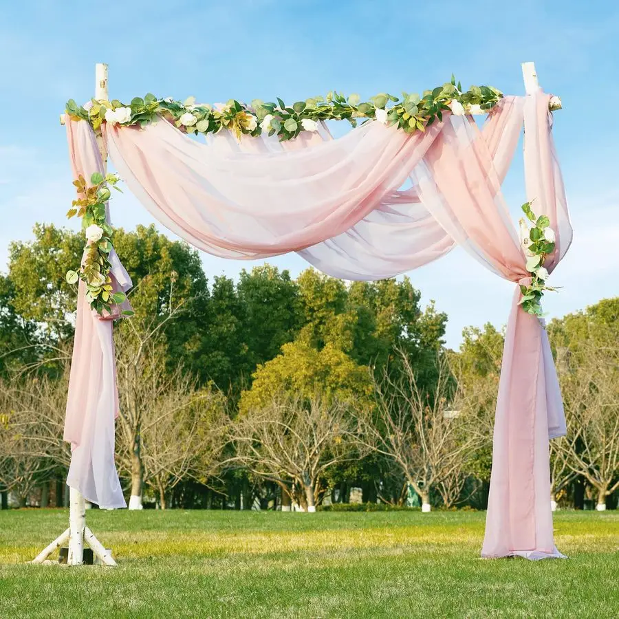 

Romantic Wedding Ceremony Arch Decor Scarfs, Pink Ombre Sheer Scarf Curtains Window Valances for Girls Room Bed Canopy Birthday