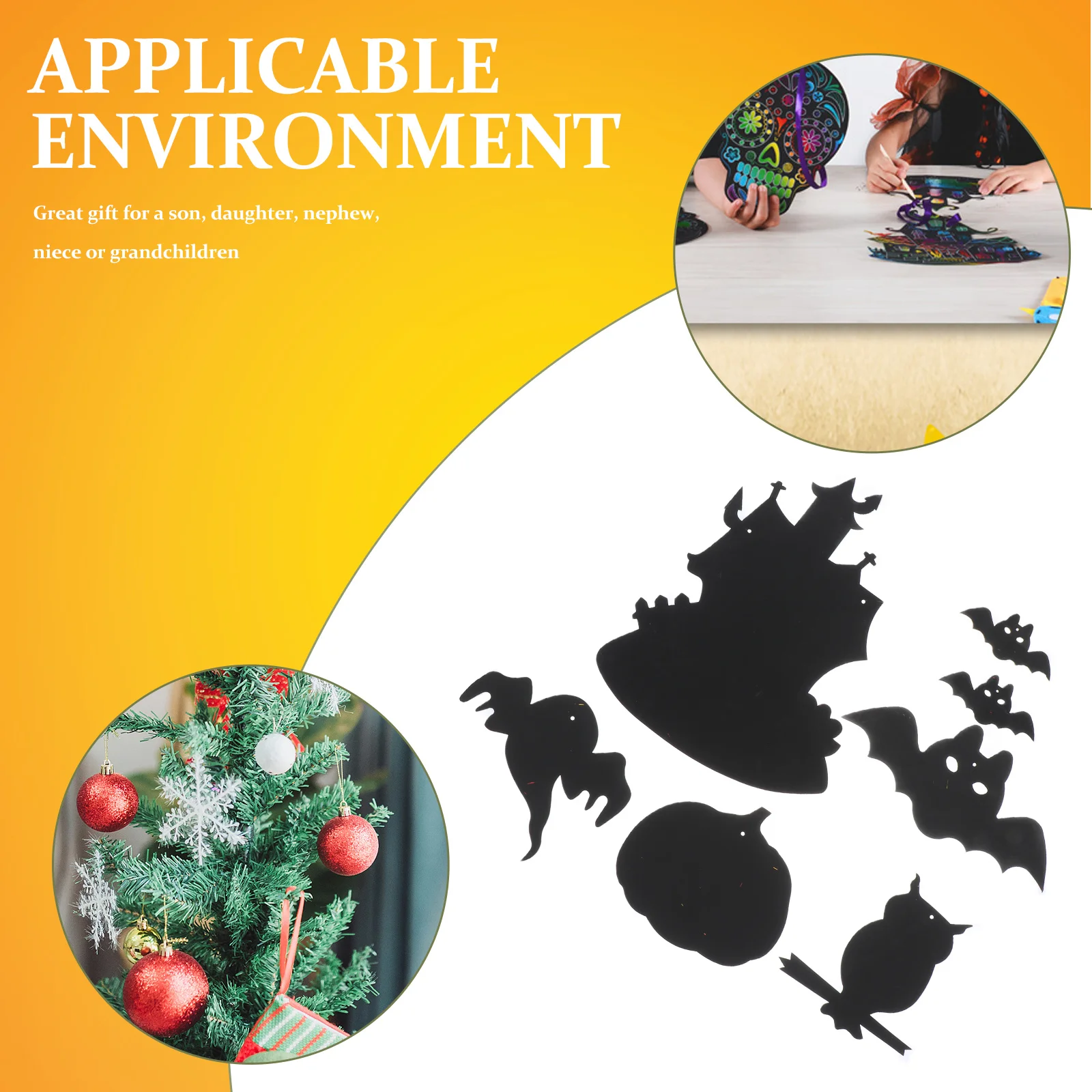 8 مجموعات DIY الحرفية أطقم قوس قزح خدش ورقة هالوين الكتابة على الجدران الفن للأطفال ديكور جدار نافذة هدية صندوق حلية التعليمية