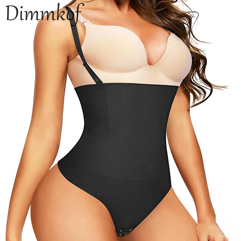 Dimmkof XS-4XL 4 Steel Bones Bodysuits Women's Adjustable Straps Sexy Thong Sculpting Scrunch Butt Open Bust Medium Body Shaper