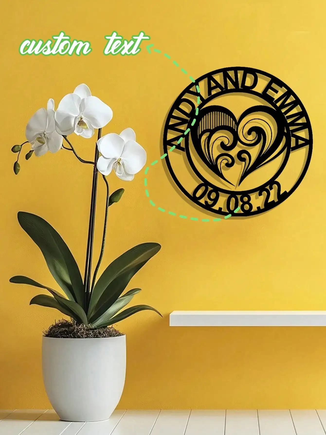 

Custom Metal Heart Sign Personalized Name Date Scissor Design Outdoor Wall Art Decor