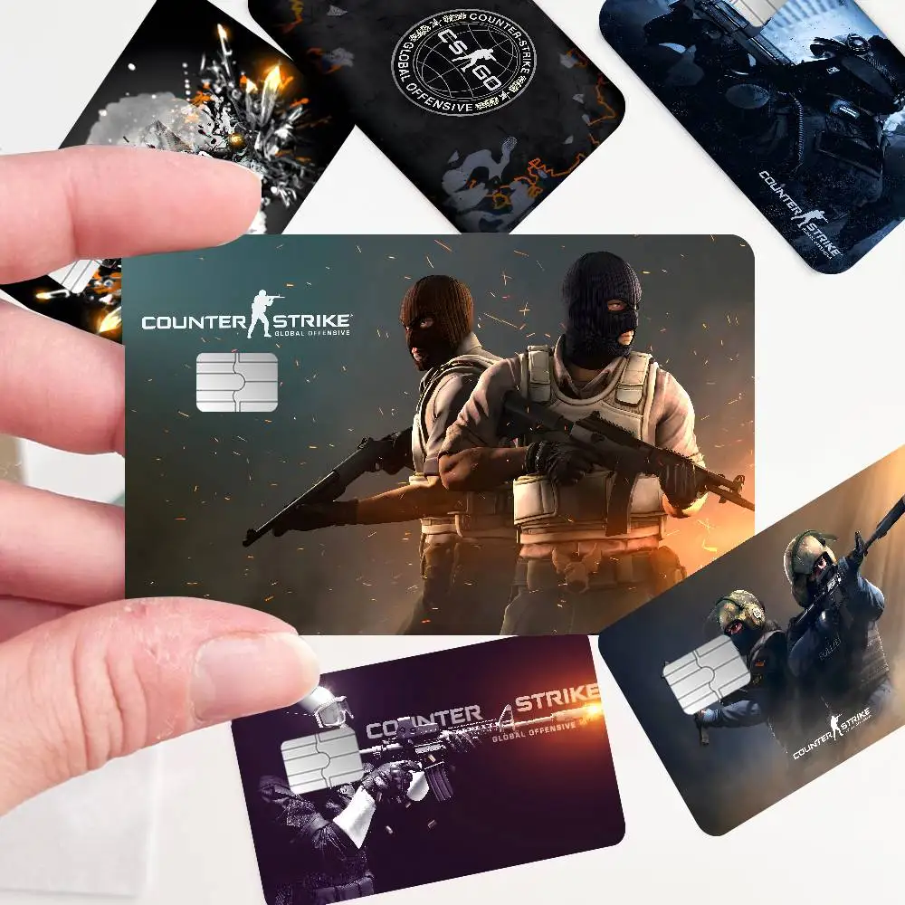 Tactical FPS C-CS:GO Game Anime Sticker Film Skin Cover Case for Small Large No Chip Debit Credit Card Front Side