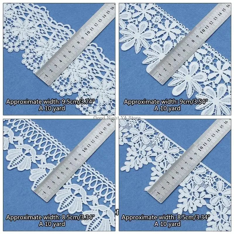 Lace Trim Unilateral Wide Polyester&Cotton Water-soluble Embroidery Lace White Hollow Clothing Curtain Lace Accessories