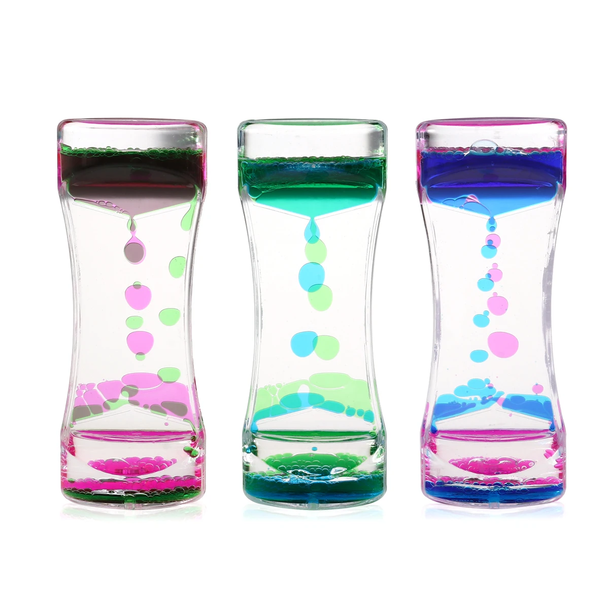 

Double Colors Oil Hourglass Liquid Motion Bubble Timer with Pretty Waist Desk Decor Birthday Gift Children Toy