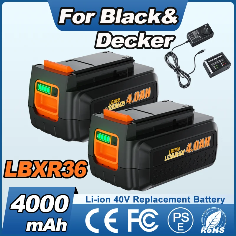 Pour Black & Decker LBXR36 batterie 4000mAh 40V Li-ion batterie d'outil électrique Rechargeable pour BL2036 BL20362 LBX2040 LST136 LST420