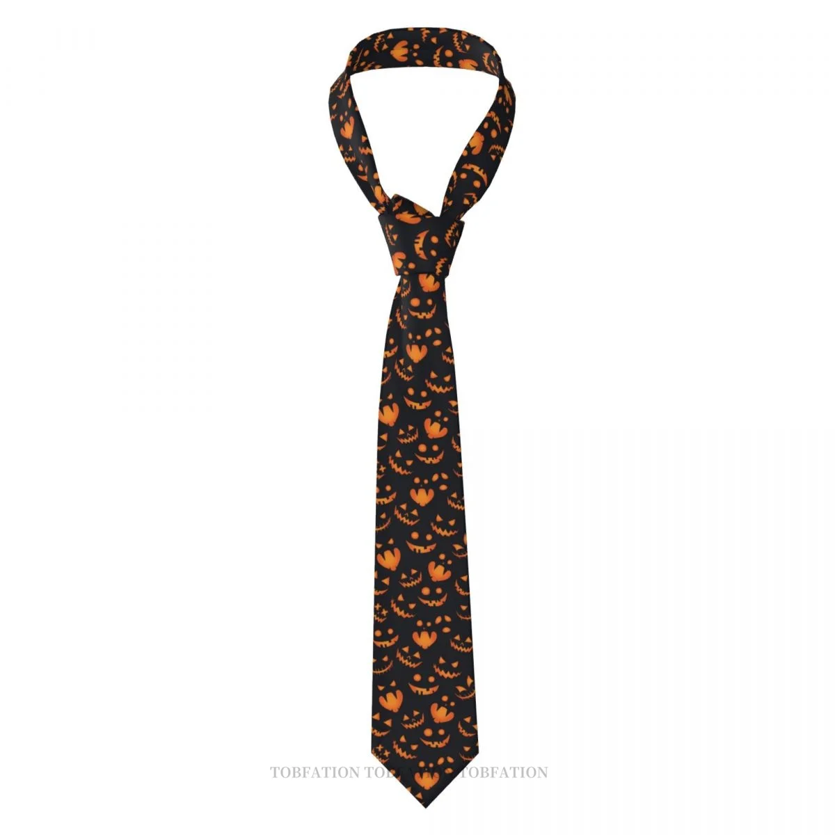 

Smile Print Ties Halloween Trick or Treat Pumpkin Ghost Casual Unisex Neck Tie Daily Wear Narrow Striped Slim Cravat