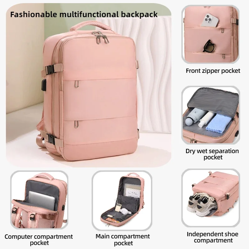 حقيبة ظهر متعددة الوظائف للسفر للأعمال، سعة كبيرة، مع حجرة أحذية مستقلة، حقيبة ظهر للسفر، حقيبة كمبيوتر محمول، إلخ