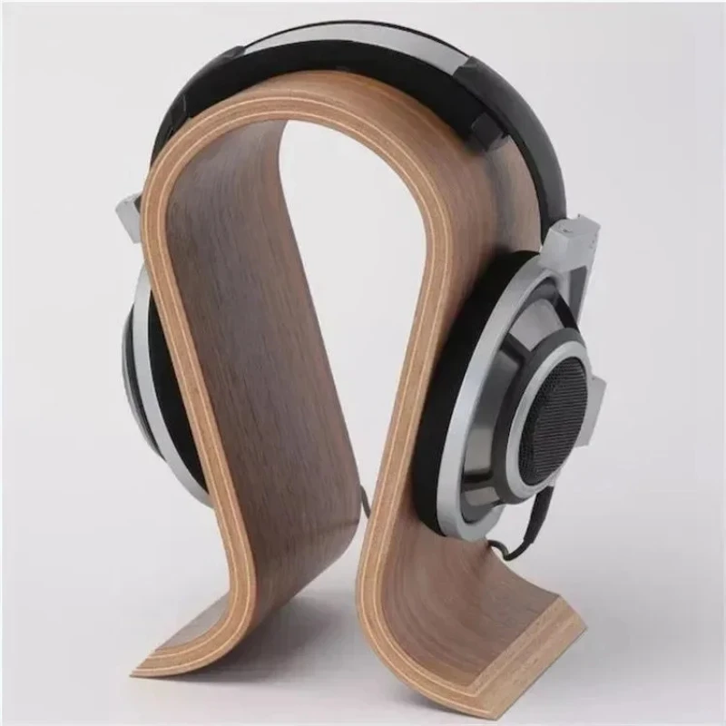 2024 NEW Walnut wood U Shape Wooden heads Stand stop Wooden Desktop Headphone Display Stand Holder Bracket Hanger Rack Gift