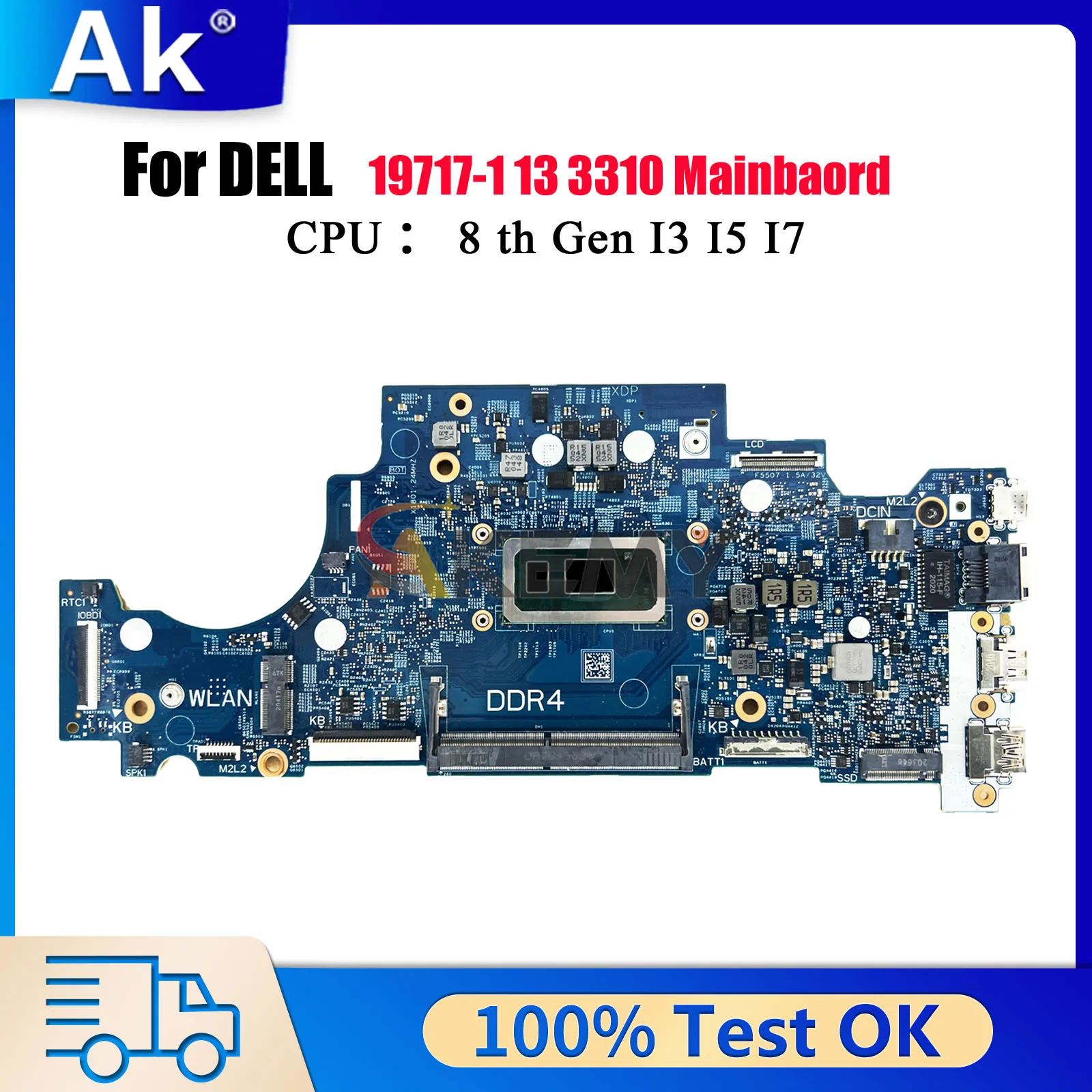 

19717-1 Материнская плата для Dell Lattude 13 3310 с процессором i3 i5 i7 CN-06D915 06C776 06D967 DDR4 протестирована нормально