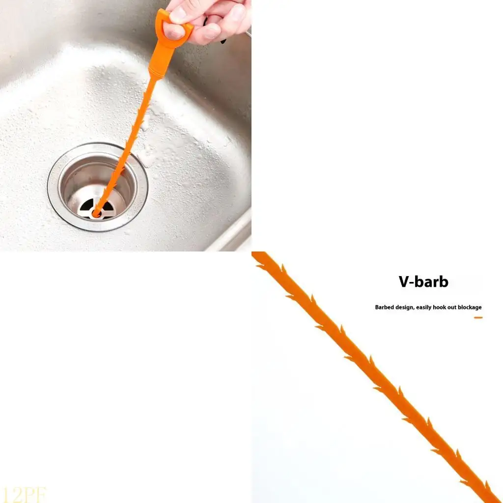 12PF Spirals Barbed Drain Hair Removers Tool Flexible U Shaped Handle For Pipe Cleaning