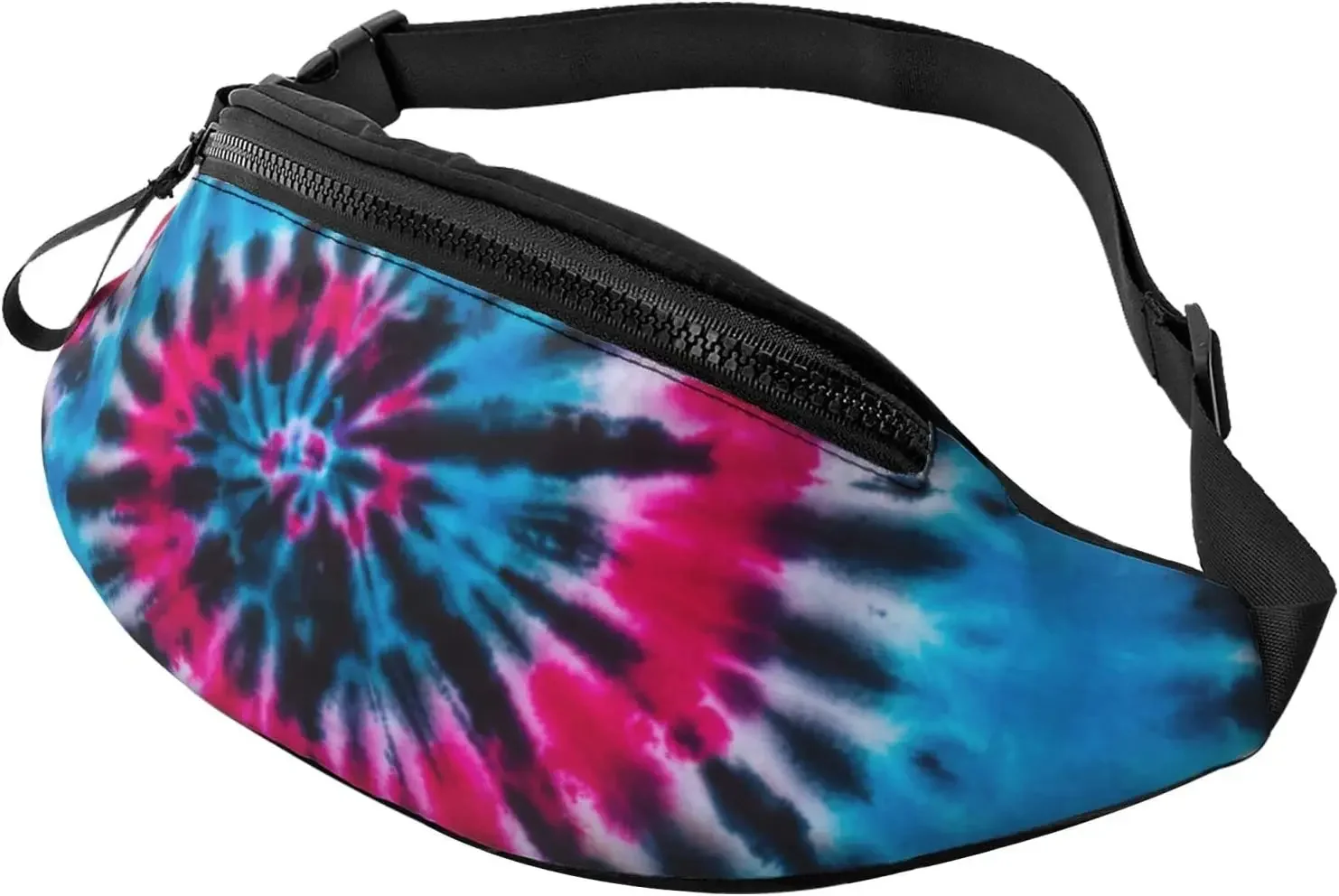 

Black Red Blue Tie Dye Fanny Pack For Men Women Adjustable Belt Bag Casual Waist Pack For Travel Party Hiking Running Cycling