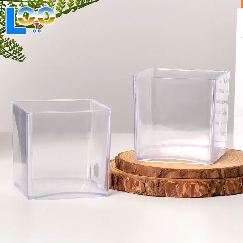 الحد الأدنى الحديثة البلاستيك الشفاف جرة مربعة المنزل زهرة زهرية المائية حاوية النباتات سطح المكتب الديكور