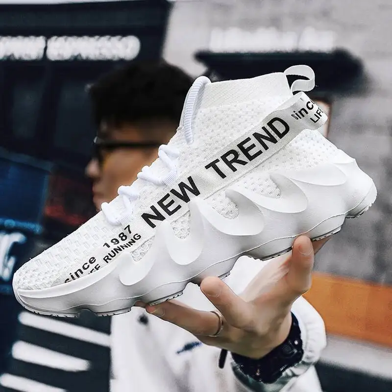 

Men's Casual Sneakers Flying Woven Sports Breathable Fashion Elastic Running Non-Slip Comfortable Large Size Male Shoes