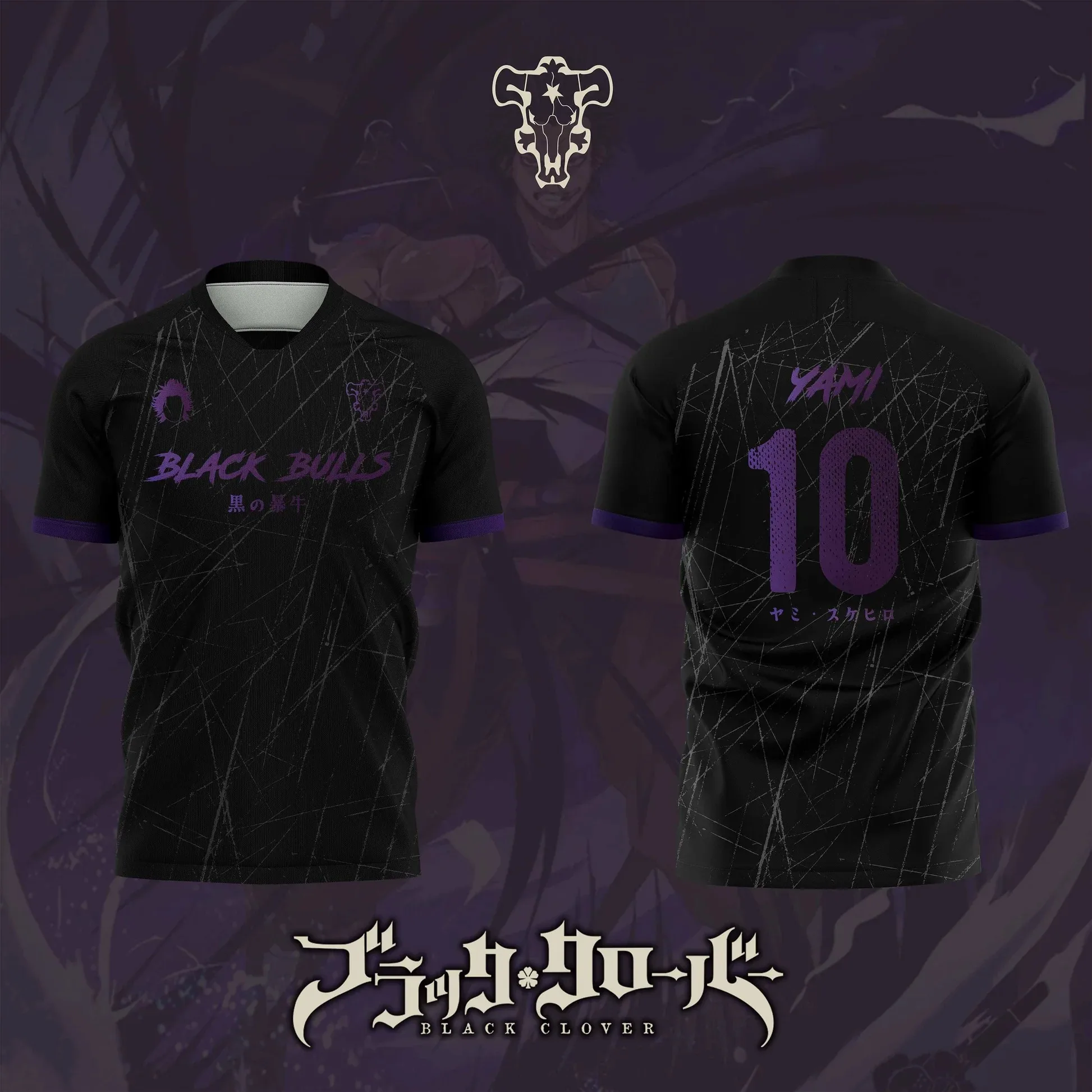 

2026 Bandai Black Clover Anime YAMI SUKEHIRO NO.10 3D Print Football Jersey for Men's Tshirt Summer Sports Casual Tees Kids Y2k