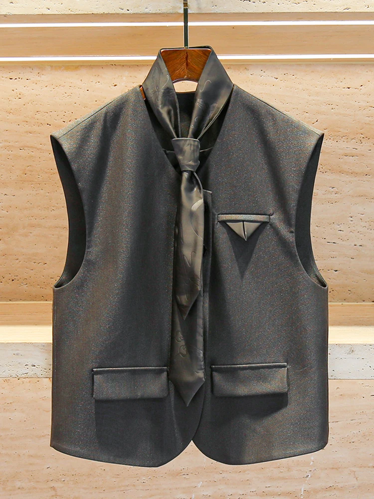 

High-End Women's Printed Tie Vest Top V-Ne Small Fraance Sle Polyester Fabric Commute Sle ort Length Single Button