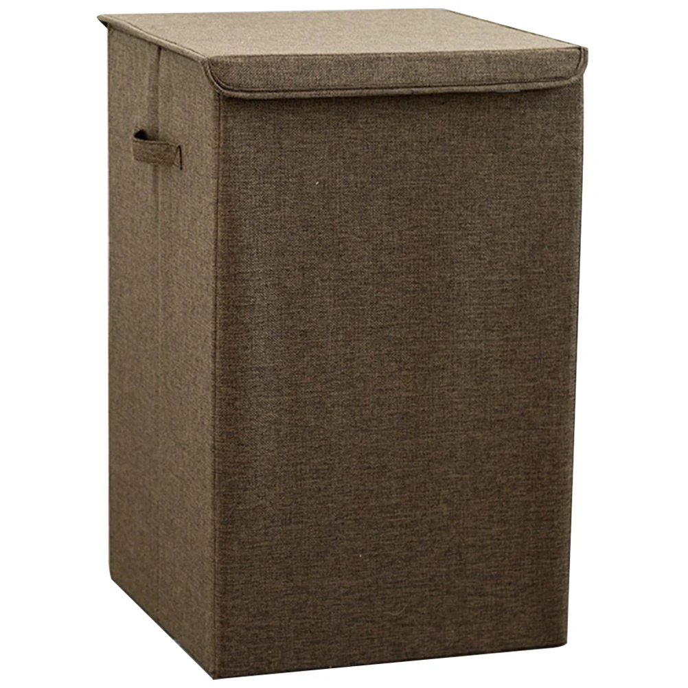 

Cotton Linen Storage Basket 40X30X50Cm Large Capacity Laundry Hamper With Handle Lid For Home Bathroom Bedroom Dorm
