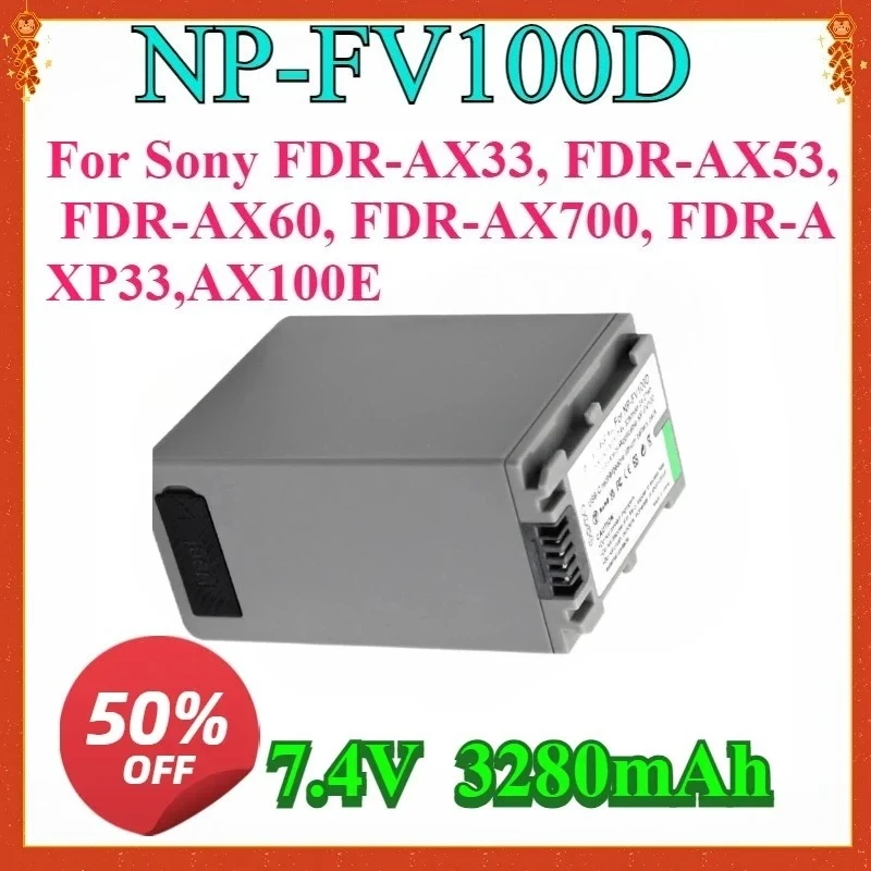 For NP-FV100D NP-FV70 Replaceable Battery with Type-C Input for Sony FDR-AX33, FDR-AX53, FDR-AX60, FDR-AX700, FDR-AXP33,AX100E