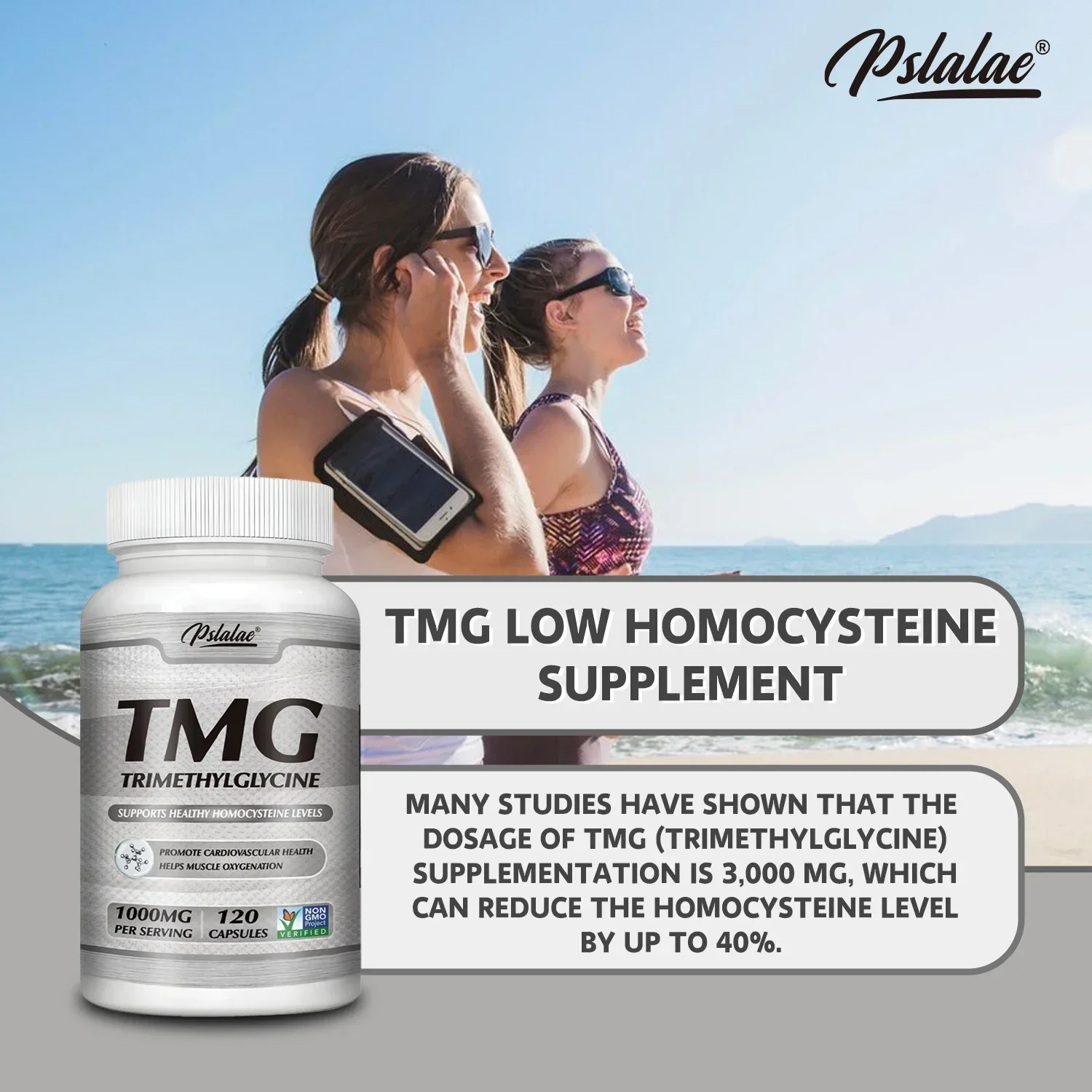 TMG Trimethylglycine Supplements - Enhances Athletic Performance and Supports Cardiovascular Health - Non-GMO, Gluten Free