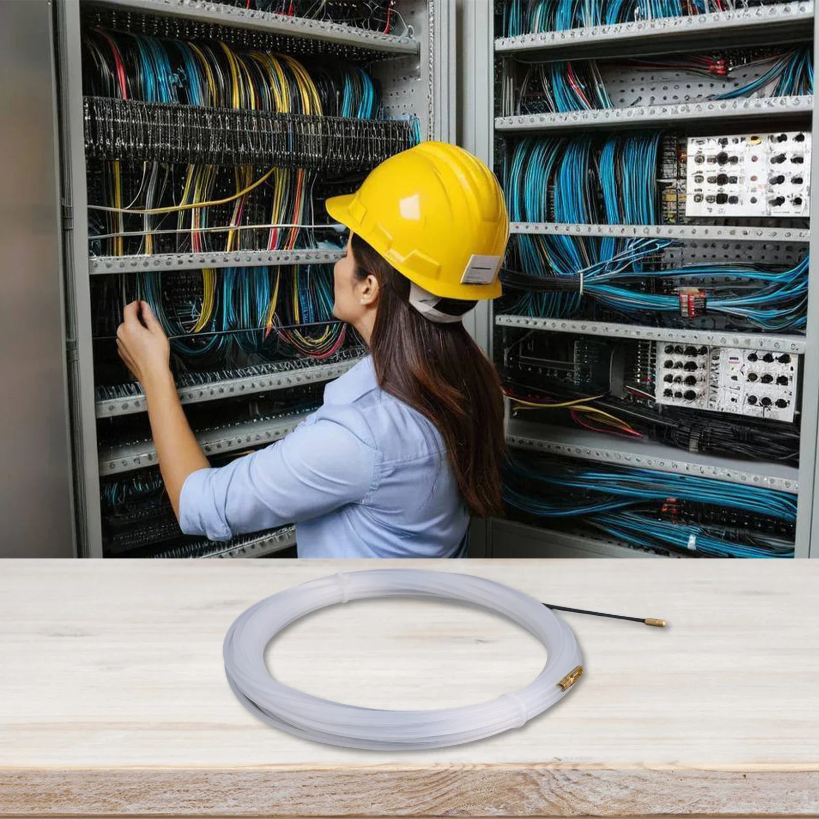 Reliable Retractable Cable Aid Strong Nylon Spring Extended Reach Pull Wire Practical Eyelet Easy Cable Installation