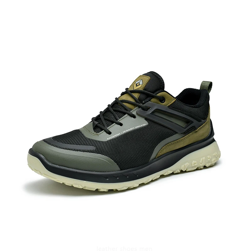 New Casual Menswear Shoes Men Luxury Brand Comfortable Soft Elastic Bottom Waterproof Leather Mesh Patchwork Sneaker Fashion 45