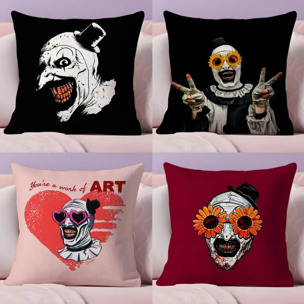 Classic Movie T-Terrifier Cushion Cover Soft Short Plush Double-Sided Printing Home Decor Machine Washable Pillow Case Gift