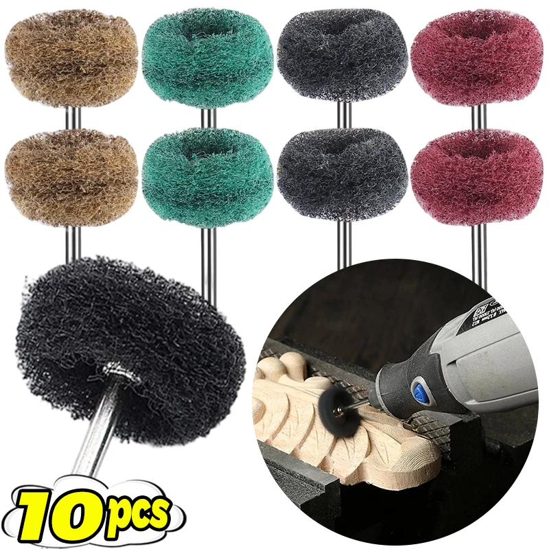 

10 шт., набор нейлоновых кистей для полировки для вращающегося инструмента, профессиональная волокнистая чистящая подушечка, прочная шлифовальная машина, полировальные круги для металлических ювелирных изделий