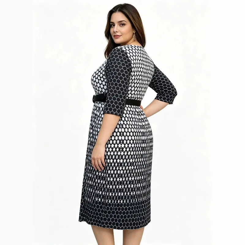 2XL-6XL African Wedding Party Dresses for Women 2026 Spring African 3/4 Sleeve Plus Size Bodycon Dress Dashiki African Clothing