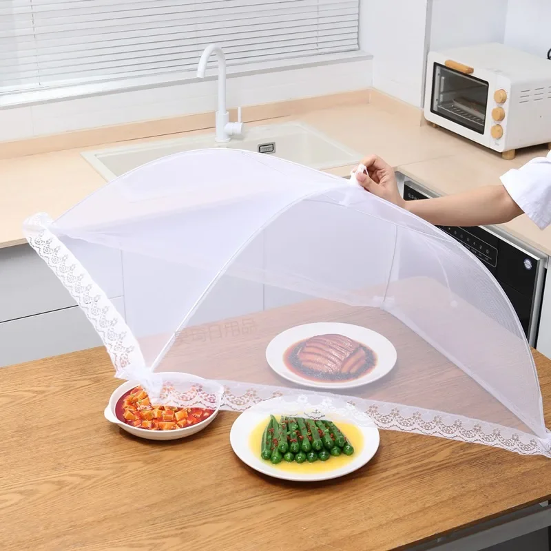 Foldable Food Mesh Cover Fly Anti Mosquito Pop-Up Food Cover Umbrella Meal Vegetable Fruit Breathable Cover Kitchen Accessories