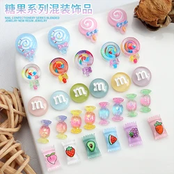 New 20pcs Q-Version Cartoon Candy Lollipop Colorful Cute Sweet Girl Nail Art Decoration Accessories Charm Diy Phone Case Decor