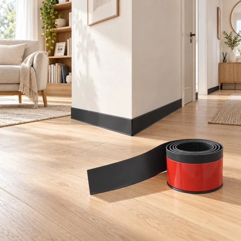 1PC 1M/3.28FT PVC Self Adhesive Skirting Board Trim Flexible Wall Baseboard Molding Strip for Floor Wall Junction Home Decor