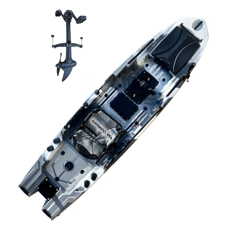 New 12ft PE Hull Material Pedal Ka One-Person Drive Motor with Big Hatches for Surfing and Ka Fishing in Rivers