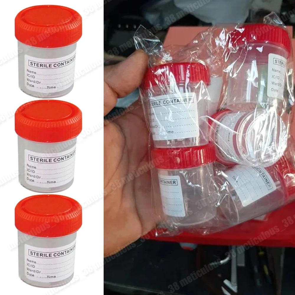 5-100Pcs 60ML Disposable Plastic Urine Collection Sample Cup Specimen Bottle Container for Medical Use