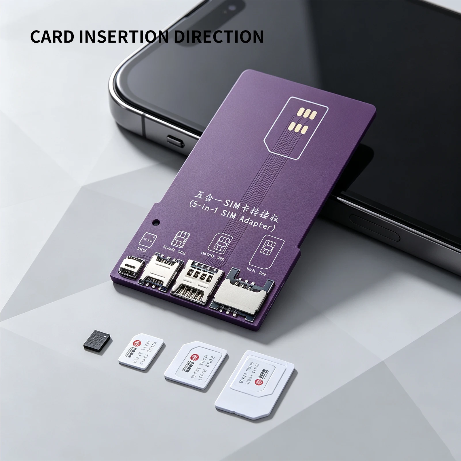 5-in-1 Mobile Phone Smart Card Transfer Adapter Card Opening Test IC Card Extension Support Mini Micro Nano SIM/eSIM