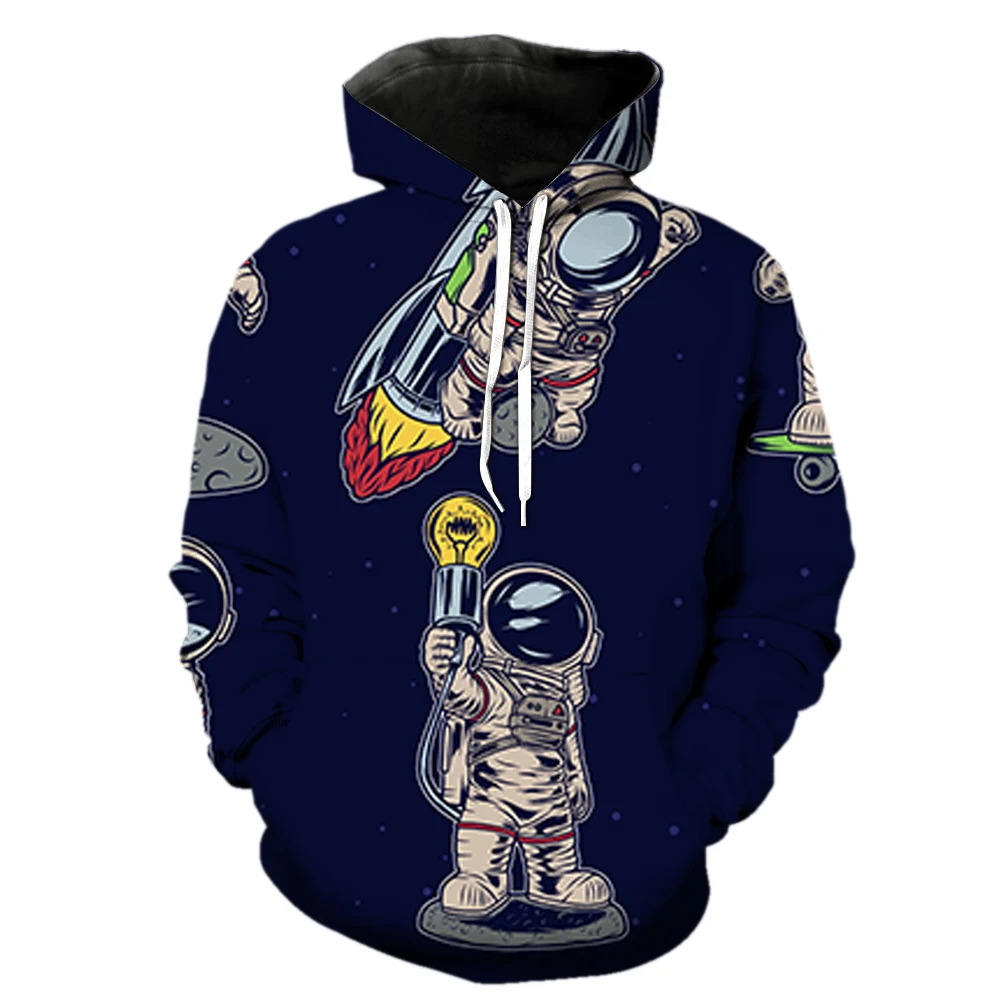 

Cartoon Astronaut Men's Hoodies With Hood Jackets Sweatshirts 2022 Hot Sale Spring Funny Streetwear Unisex Fashion Long Sleeve