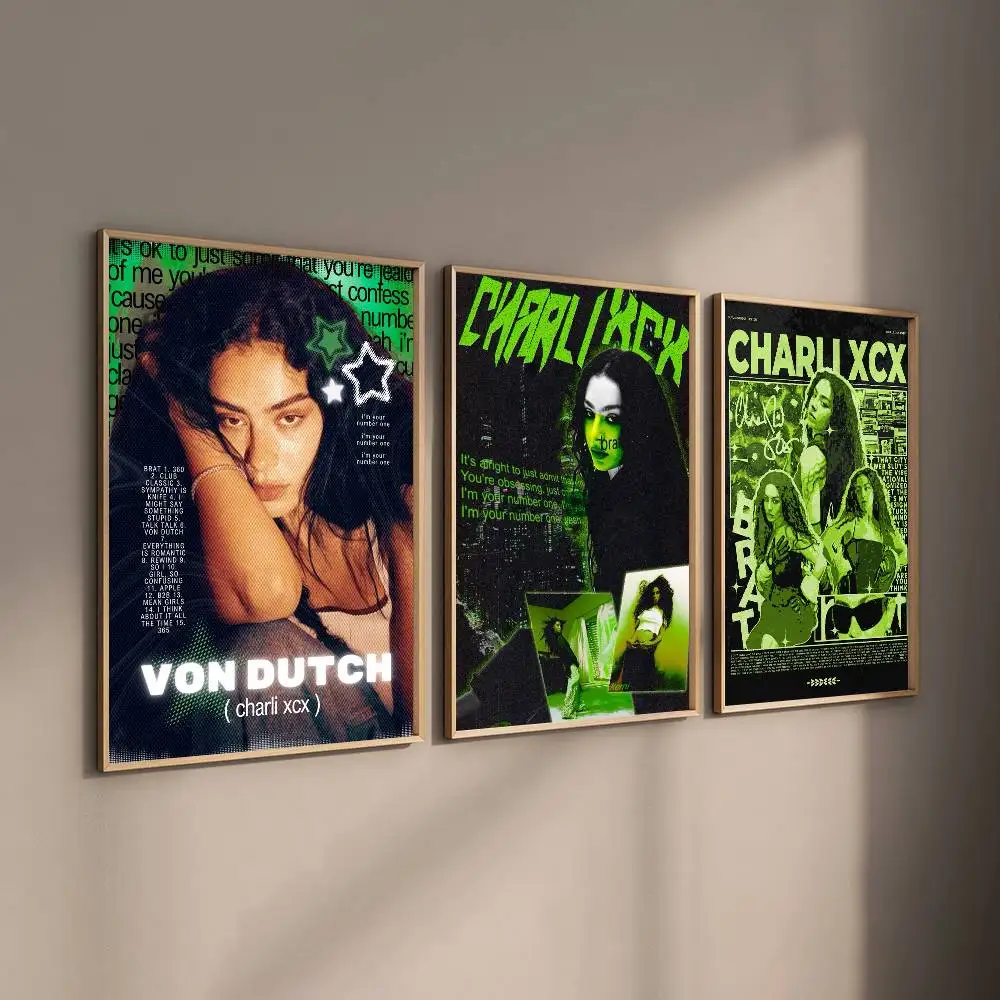 المغني C-Charli XCX BRAT ملصق غرفة المعيشة جدار الفن المرآب غرفة ديكور المياه برهان ورقة طباعة غرفة ملصقات ديكور لتزيين الغرف