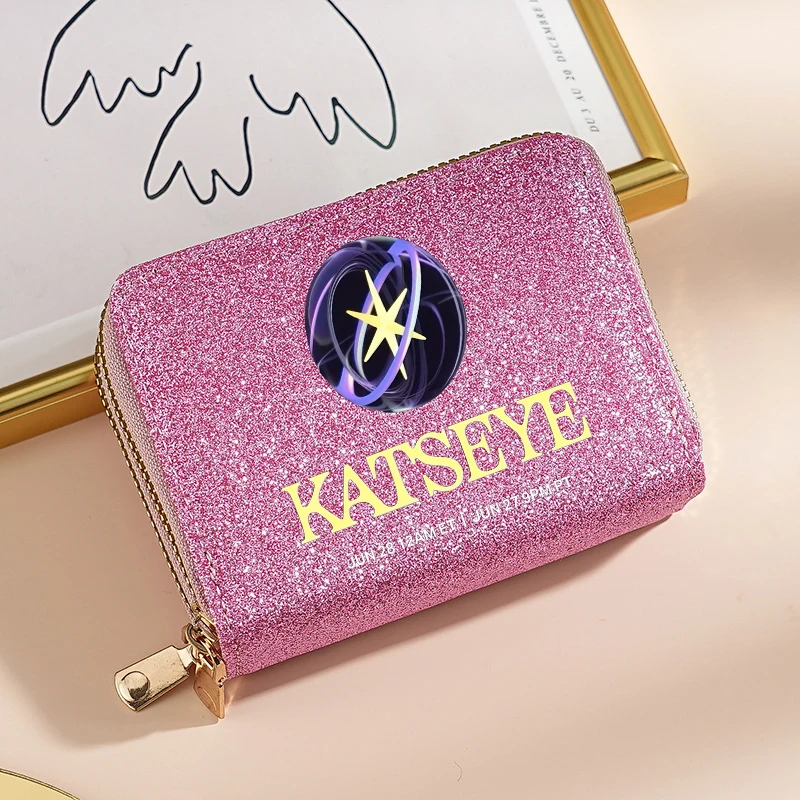 Katseye femme brillant portefeuille mignon court fermeture éclair porte-monnaie mode multi fonctionnel carte Pack Portable Harajuku portefeuille Y2K sac d'argent