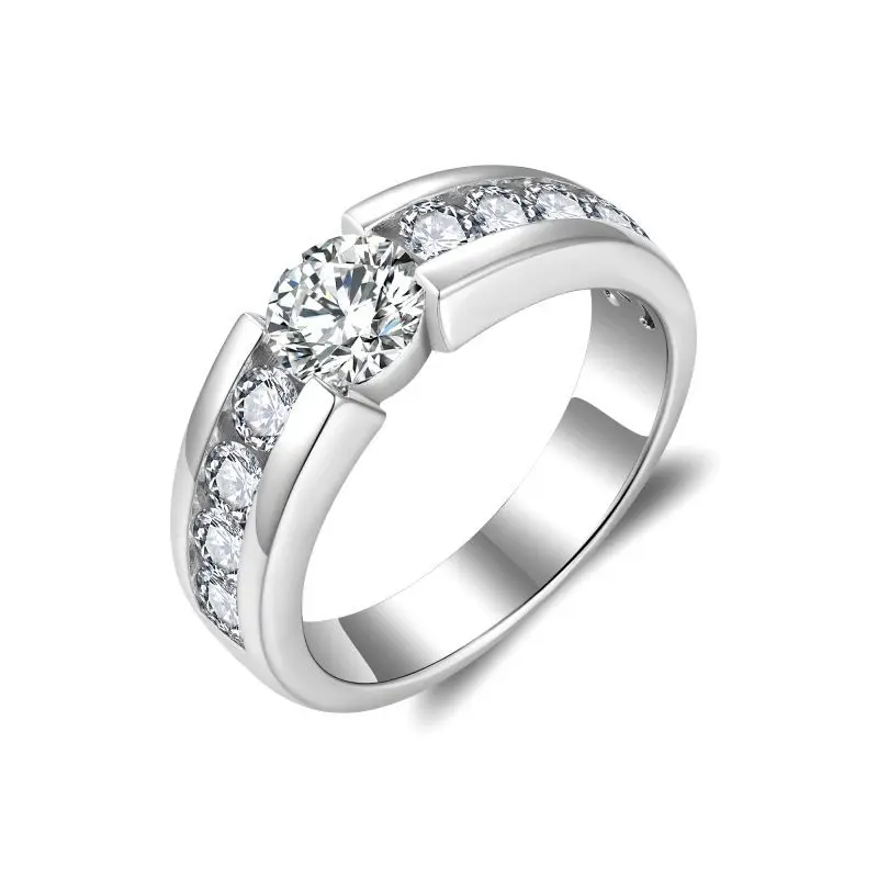 

Минималистичное мужское кольцо Bold 1 Carat с муассанитом 6,5 мм, полностью инкрустированным в технике паве, из серебра S925 с позолотой 18K, модное ювелирное украшение