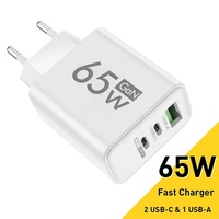 65W GaN Charger USB C Fast Charging PD3.0 Quick Charge Wall Phone Adapter 3 Ports For iPhone 15 16 Pro Samsung Xiaomi EU US Plug
