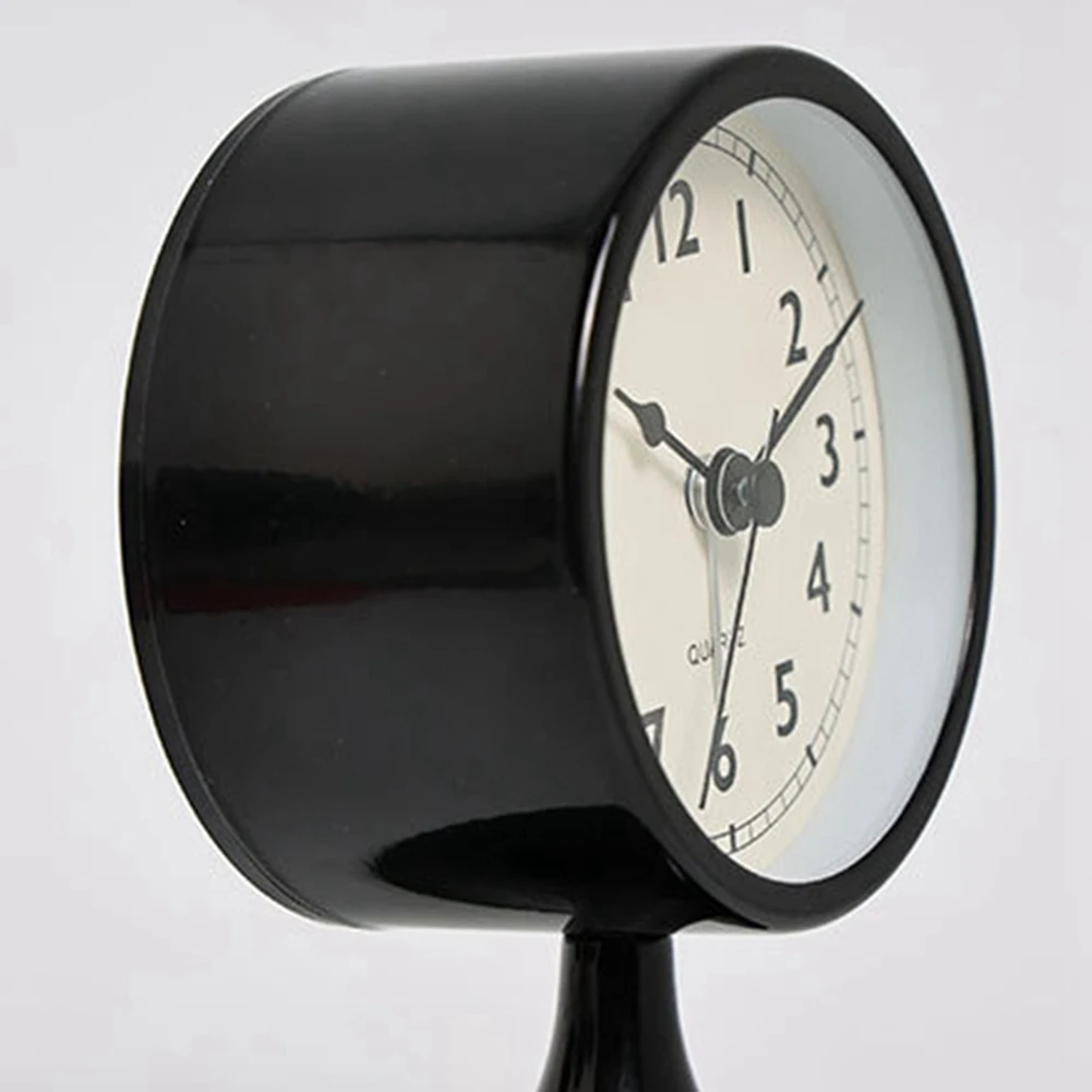 J1UL1N Nordic Metal Round Alarm Clock, Vintage Silent Table Clock, Student Bedside Nightlight Clock, Room Decor, Home Decor