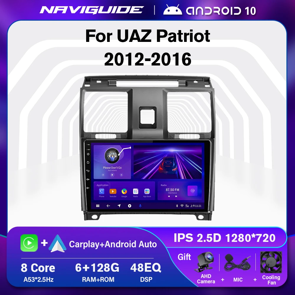 NAVIGUIDE P1 Carplay For UAZ Patriot 2012 - 2016 Car Radio Multimedia Video Player Navigation GPS Android 10 No 2din 2 Din DVD