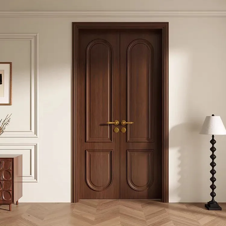 حماية البيئة غرفة النوم مركب طلاء الخشب الصلب داخلي باب مزدوج باب الغرفة عزل الصوت مزدوج مفتوح الصلبة