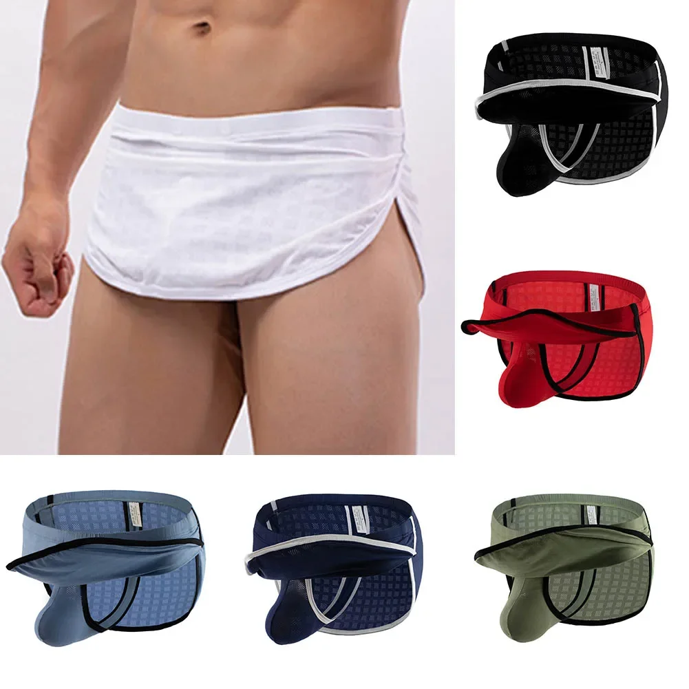 Calzoncillos tipo bóxer con bolsa convexa Sissy U para hombre, calzoncillos cómodos, ropa interior transpirable, pantalones cortos de malla con flechas, lencería erótica